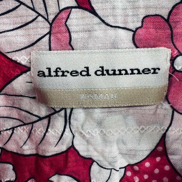 Alfred Dunner Womens Top 18W Pink White Floral 100% Cotton Button Front Roll Tab - Picture 5 of 10
